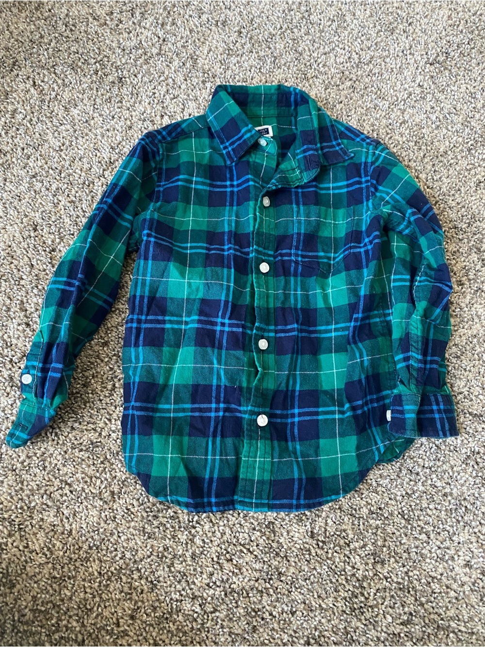 Janie and Jack - Kids Green & Blue Plaid Button-Up Shirt - 3T